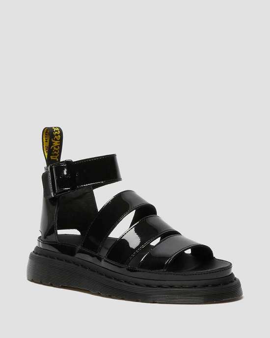 Sandalias Negras Dr. Martens Clarissa Ii Patent Strap Mujer Negros MX-41638